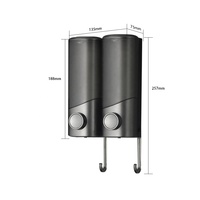 Distributeur mural de salle de bain à 2 compartiments pour shampoing, après-shampoing et lotion, en plastique ABS, qualité hôtelière, installation sans perçage
