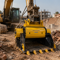 Bucket Jaw Crusher MONDE Heavy Duty untuk Excavator, Alat Penghancur Batu untuk Konstruksi Jalan, Tambang, dan Pertambangan