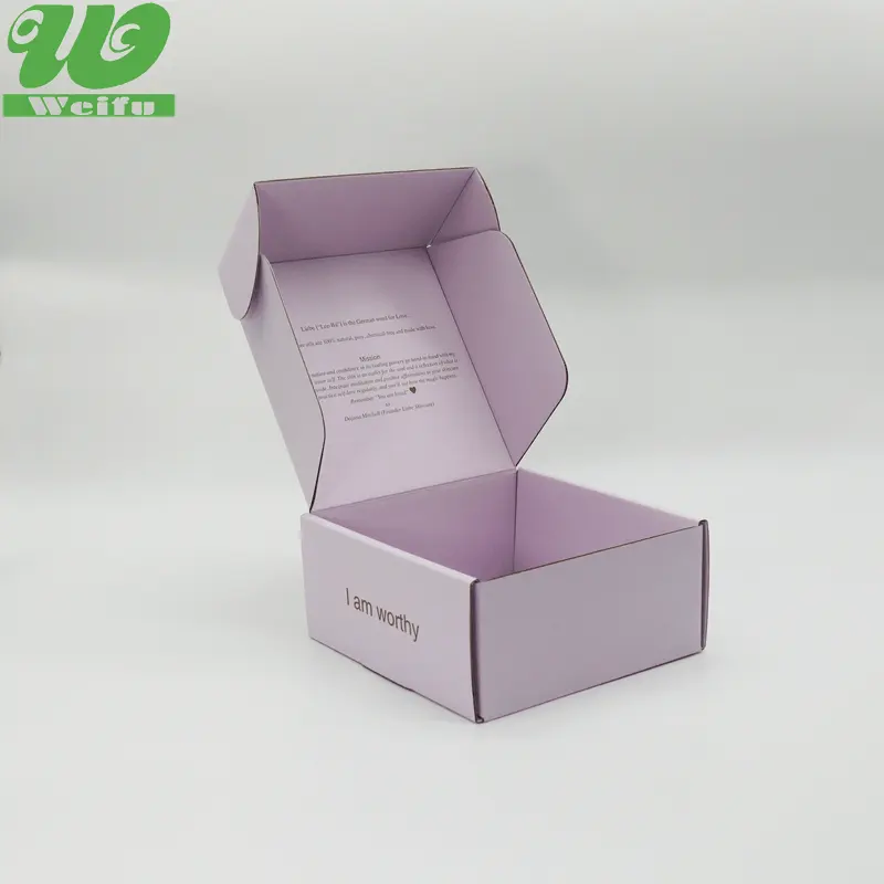 Boîte d'emballage en papier cosmétique de maquillage de flûte ondulée en carton imprimé polychrome rectangle rose