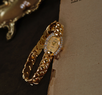 Jam Tangan Wanita Mini Klasik Vintage Tahan Air 30m Analog Tali Paduan Logam Kancing Tekan Gesper Tersembunyi Niche-Luxury Timepiece