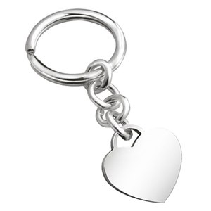 Porte-clés en argent 925 en forme de cœur, porte-clés en métal, design classique, cadeau pour elle - Product Image 1