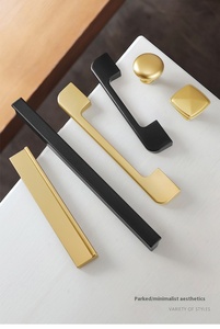 <strong>Modern</strong> Minimalist Gold Handle <strong>Black</strong> Extended Durable Cabinet Kitchen Bedroom Hotel Aluminum Alloy Zinc <strong>Knob</strong> Wardrobe <strong>Drawer</strong> - Product Image 5