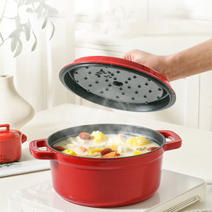 Tùy chỉnh gang nồi súp Gradient màu men Lớp phủ men gang soong chậu và chảo <span class=keywords><strong>Cookware</strong></span> Set - Product Image 4