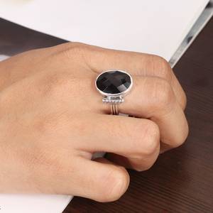 Men's Sterling Silver Statement <b>Ring</b> with <b>Black</b> <b>Onyx</b> Gemstone Bezel Setting for Wedding or Party Gift for Him - Product Image 5