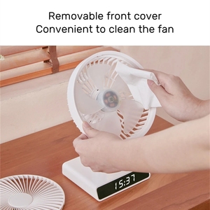 Home Office Desktop Quite Shaking Head <strong>LED</strong> Digital <strong>Clock</strong> Table <strong>Fan</strong> <strong>USB</strong> Rechargeable 4000mAh Battery Portable <strong>Fans</strong> - Product Image 4