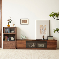 Meuble TV en noyer noir d'Amérique du Nord, vente en gros d'usine - Meuble console multimédia moderne pour salon (Mueble TV Madera)