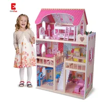 Casa de muñecas Montessori de gran tamaño para niños y niñas, juguetes educativos de madera, casa de muñecas