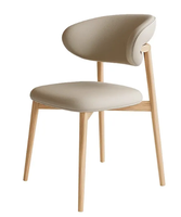 Chaise de salle à manger moderne en bois massif, style luxe léger, dossier simple, revêtement en cuir anti-griffures, pour la maison