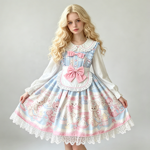 Vestido Lolita JSK con Tirantes, Diseño Original de Conejito y Osito, <span class=keywords><strong>Disfraz</strong></span> de Cosplay de Anime para Mujeres Adultas - Product Image 1