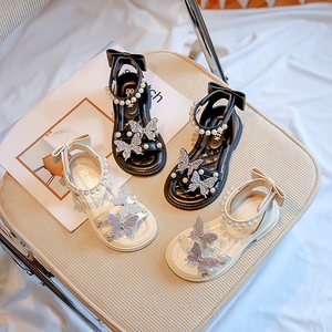 Sandales pour filles, antidérapantes, semelle souple, nœud princesse, perle, chaussures de plage d'été, sandales pour bébé, prix compétitif - Product Image 1