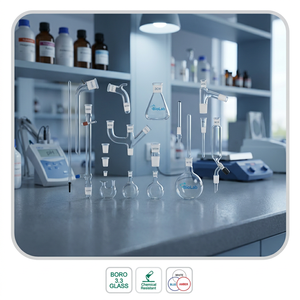 ชุดอุปกรณ์เอนกประสงค์ Biolab OEM 16 ชิ้น แก้วบอโรซิลิเกต 3.3 อะแดปเตอร์สำหรับห้องปฏิบัติการ แบบสองคอ แบบคอเดียว แบบคอ 45 องศา อุปกรณ์แก้วสำหรับห้องปฏิบัติการเคมี - Product Image 3