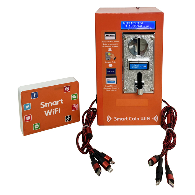 2025 New Business Ideas Smart Money Coin-operated Charger and WiFi Wireless Mikrotik Router in Indoor or Storefront Public
