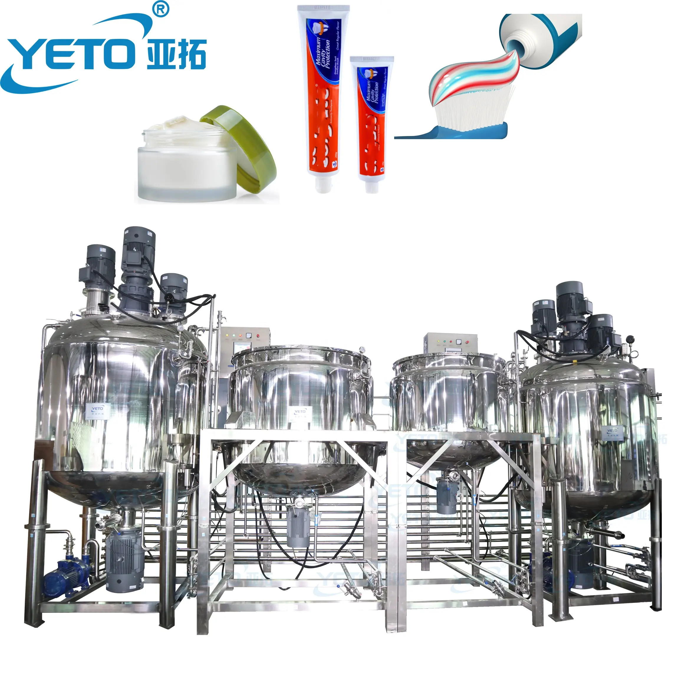 YETO автоматическая машина для производства зубной пасты, вакуумный эмульгирующий миксер, косметический крем, лосьон, гомогенизатор, эмульгатор
