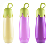 Bouteille d'eau en plastique créative en forme d'aubergine de 420 ml, logo personnalisé, boisson directe, eau bouillante applicable, pour cadeaux