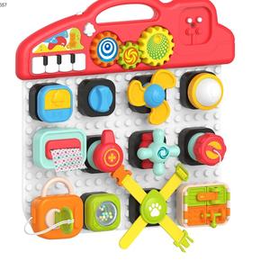Enfant en bas âge Montessori cognitif illumination jeux éducatifs bébé activité sensorielle blocs musicaux en plastique occupé conseil - Product Image 1
