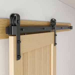 WEKIS High-quality Durable M00002 6FT J Shape Hanger Sliding Barn Door Hardware <b>Kit</b> for Interior Single Sliding Door System - Product Image 2