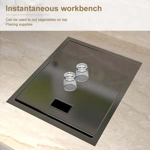 Conception carrée moderne de barre d'évier de cuisine de cuvette simple avec au-dessus de la couleur noire cachée d'acier inoxydable de robinet - Product Image 2