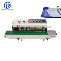 FRD1000 Desktop otomatis Band terus menerus roda tinta plastik tas PVC pemanasan mesin penyegel tanggal Coding Sealer