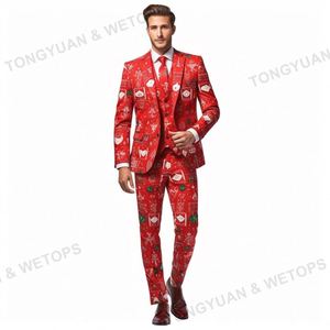Design drôle Nouveaux costumes modernes de <span class=keywords><strong>Noël</strong></span> personnalisés pour hommes pour 3 pièces Slim Fit - Product Image 2