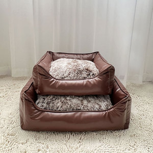 Faux Leather Dog Cat Bed <strong>Liner</strong> Square Deep Sleep <strong>Pet</strong> Bed Mat - Product Image 6