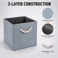 Cube de rangement en tissu écologique, pliable, avec poignées en corde de coton, facile à nettoyer, pour vêtements et jouets