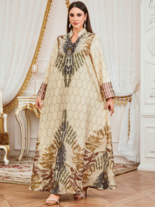 Abaya Floreale Modesta Estiva di Dubai per Donne, Vestito Islamico Ricamato in Poliestere Traspirante per Celebrazioni dell'Eid in Medio <span class=keywords><strong>Oriente</strong></span> - Product Image 6