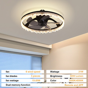 Ventilador de Techo LED Retráctil Silencioso de 6 Velocidades, Motor de CC Moderno, Atenuación Continua, Control Remoto y Aplicación, 5 Aspas, Purificación de Aire, Energía Eléctrica - Product Image 6