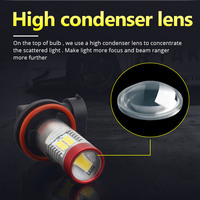NAO Lampu Kabut Mobil H11 LED, HB4 9006 HB3 9005 H10 H8 H16 5202 H9 2835SMD 1300LM 12V Lampu Lari Otomatis Putih 6000K