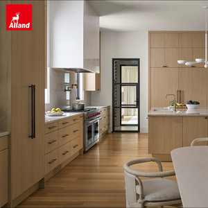 Armoire de cuisine Alland Rift en chêne blanc scié sur mesure, porte à panneau plat, style moderne, chêne <span class=keywords><strong>clair</strong></span> moyen, en bois <span class=keywords><strong>clair</strong></span> - Product Image 1