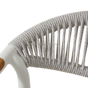 Taburete de Bar Blanco Tejido, Diseño Contemporáneo con Cuerda, Asiento para Exteriores, para Hogar y Bistro - Product Image 2