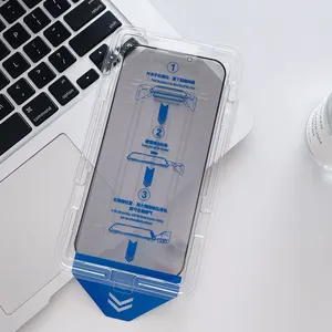 Grosir Kit pasang mudah pelindung layar kaca Tempered ponsel tahan debu bebas gelembung untuk Iphone 13 14 15 Pro Max
