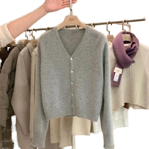 Cardigan Primaverile da <span class=keywords><strong>Donna</strong></span> con Scollo a V, Maniche Raglan, Vestibilità Ampia, 100% <span class=keywords><strong>Cotone</strong></span>, Antirughe, Stile Vintage - Product Image 1