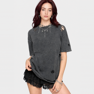 custom women streetwear oversized washed distressed t-<b>shirt</b> vintage acid wash t <b>shirt</b> - Product Image 1