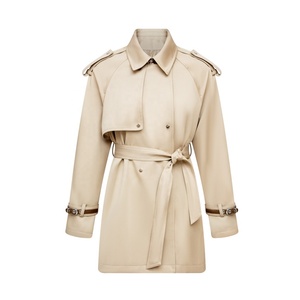 Manteau Trench Classique Beige Sur Mesure 2025 pour Femmes – Long, Luxueux, Double Boutonnage, Ceinturé – Vente en Gros - Product Image 1