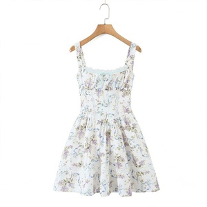 HMBM Spring/Autumn Women's Casual Floral Lace Print Dress 2026 New Fashion Retro Sexy <b>Suspender</b> Elegant Mini Dress - Product Image 1