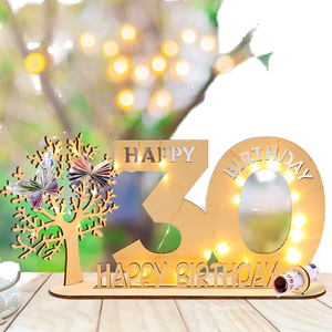 DAMAI - Adorno de Mesa con Número de Edad en Madera con Luces LED Cálidas, Regalo de Cumpleaños Creativo y Personalizado para Edades del 18 al 100 - Product Image 1