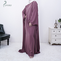 Mor pembe düz renk müslüman elbise için yeni sezon kadınlar İslami giyim abaya kaftan kadınlar için kız