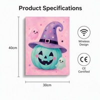 Halloween Bedruckte LED-Leinwand-Wanddekoration: Entzückende Kürbis-Hexenhut-Geister-Kunstwerke als Weihnachtsgeschenk und Innenraum-Wanddekoration