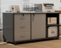 Armoire de classement de bureau mobile moderne avec serrure, meuble de rangement pour imprimante en bois à 3 tiroirs avec roulettes