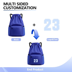 <span class=keywords><strong>Sac</strong></span> à cordon personnalisé en tissu Oxford unisexe avec poche zippée, sacs <span class=keywords><strong>de</strong></span> <span class=keywords><strong>sport</strong></span> colorés multifonctions à fermeture éclair - Product Image 2