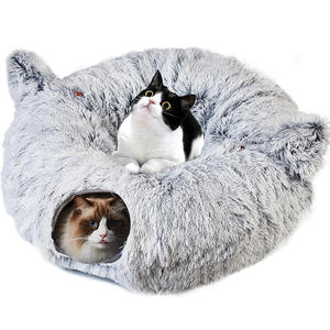 Tunnel pour chat pliable en peluche d'hiver, doux et chaud, avec base antidérapante, pour un temps de jeu confortable - Product Image 4