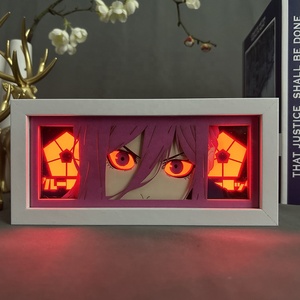 156 conceptions Genshin Impact papier découpé au Laser Anime cadre en bois pour décor de chambre Animation Lightbox Table Led veilleuse lampe - Product Image 4