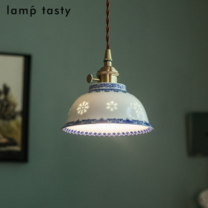Lamp Tasty Blue And White Porcelain Pendant <b>Light</b> Round Single Head Led Home <b>Chandelier</b> - Product Image 2