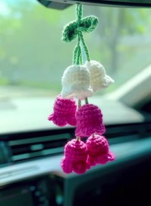 Handmade Crochet <span class=keywords><strong>Lily</strong></span> thung lũng xe treo trang trí kiva thương hiệu S-2001 mô phỏng hoa gương chiếu hậu trang trí xe Phụ kiện Quà Tặng - Product Image 3