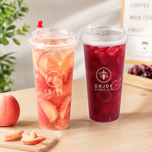 Gobelets en plastique PP personnalisés de 90 mm pour vente en gros, plusieurs capacités, jetables, pour jus de boba, thé au lait, pour marques à emporter - Product Image 1