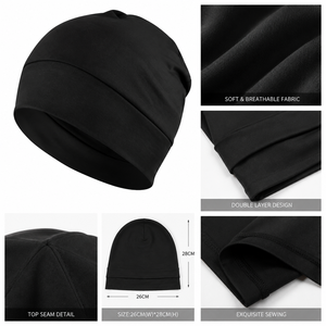 Strickmütze Unisex Dehnbare Weiche Schädelmütze Atmungsaktiver Lauf- und Fahrradhelm-Unterzieher Warme Winter-Freizeitmütze mit Individuellem Logo - Product Image 2