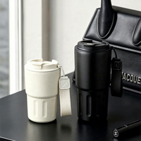 Bouteilles d'eau isothermes personnalisées à petite ouverture, tasses à café chaud et froid avec couvercle et corde