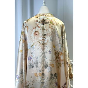 Jupe féerique vintage imprimée pour femme, taille ajustée, style vacances, en lin et soie, coupe ample, manches évasées, luxe léger, haut de gamme - Product Image 4