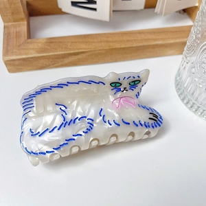 Pinzas para el Cabello <span class=keywords><strong>de</strong></span> Acetato con Diseño <span class=keywords><strong>de</strong></span> <span class=keywords><strong>Gato</strong></span> <span class=keywords><strong>Persa</strong></span>, Novedad y Divertidas, para Mujer, Flytop HC84245, 9.3x4cm, Estilo Europeo y Americano, Uso Diario - Product Image 4