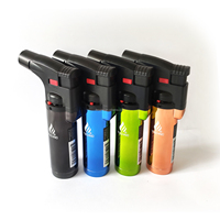 Briquet électronique à flamme jet personnalisé pour gros cigares, allumage au gaz butane, torche de camping en plein air, briquet en plastique avec logo OEM/ODM